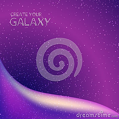 Abstract galaxy background with milky way, stardust, nebula and bright shining stars. Vector Illustration