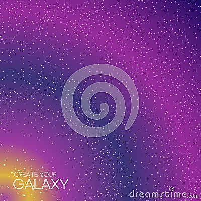 Abstract galaxy background with milky way, stardust, nebula and bright shining stars. Cosmic vector illustration Vector Illustration