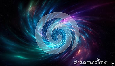 Abstract galaxy explodes in multi colored supernova, illuminating star field generated by AI Stock Photo