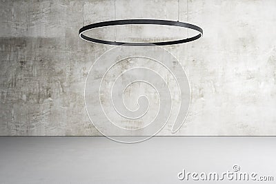 Abstract gallery interior with circular lamp Stock Photo