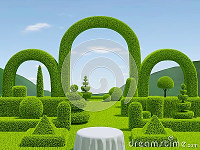 Abstract garden - 3d geometric illustration Cartoon Illustration