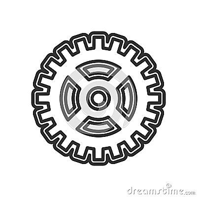 Abstract Gear Wheel Outline Icon on White Vector Illustration