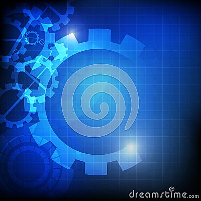 Abstract gears on blue background Vector Illustration