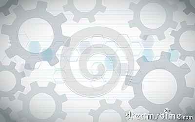 Abstract Gears and Hexagon background Vector Illustration