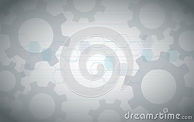 Abstract Gears and Hexagon background Vector Illustration