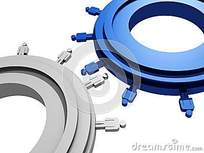 Abstract gears with people connected together Stock Photo