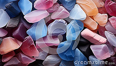 Abstract gemstone collection vibrant colors, shiny, large group of objects generated by AI Stock Photo