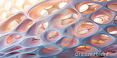 Abstract geometic 3d background, sponge structure holes texture. Generative AI Cartoon Illustration