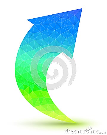 Abstract geometric arrow with triangular polygons. Vector Illustration