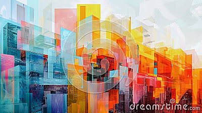 Abstract geometric art of city. Illustration for for banner, poster, cover or brochure Stock Photo
