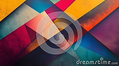 Abstract geometric art with colorful intersecting shapes and lines, creating a visually dynamic and vibrant composition Cartoon Illustration