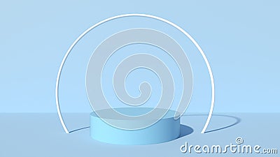 Abstract geometric background blue ring 1 mock up scene with podium geometry shape for product display. 3D rendering Stock Photo
