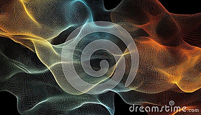 Abstract geometric background with colorful plexus mesh and flowing patterns Stock Photo