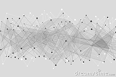 Abstract geometric background. Connected triangles on a gray background. Plexus web. Big data. Modern polygonal design. Vector ill Vector Illustration