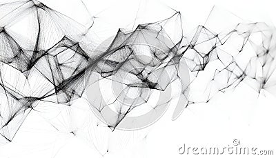 Abstract geometric background featuring a plexus mesh structure in monochrome Stock Photo