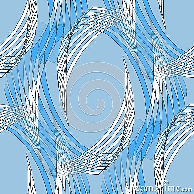 Regular oval futuristic pattern in light blue shades and white centered Stock Photo