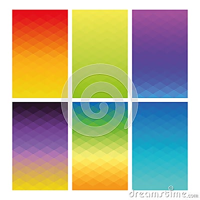 Abstract geometric background pattern. Set of 6 vector lowpoly gradient backdrops Vector Illustration