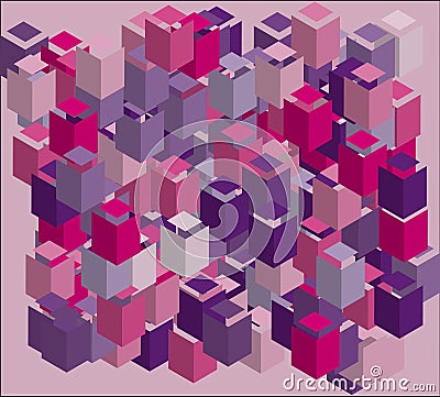Abstract geometric background with squares, with the effect of isometric. Three-dimensional, 3D vector illustration Vector Illustration