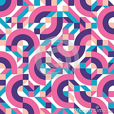 Abstract geometric background vector seamless pattern in fashion retro style design for fabric, paper print and website backdrop Vector Illustration