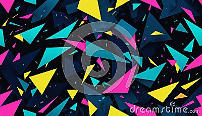 Abstract Geometric Background: Vibrant Triangle Pattern, 3D Render Stock Photo