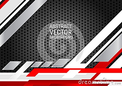 Abstract geometric background White, gray and black and red color. New background texture with copy space design for your business Vector Illustration