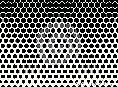 abstract geometric black and white graphic halftone hexagon pattern background Vector Illustration