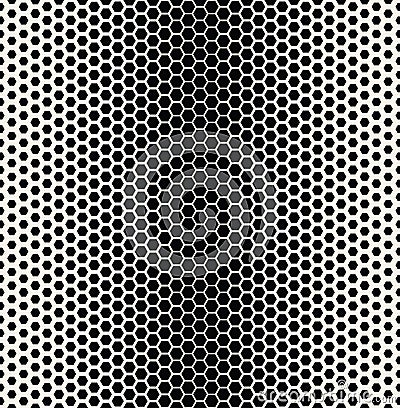 Abstract geometric black and white graphic halftone hexagon pattern Vector Illustration