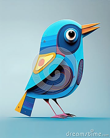 Abstract geometric blue bird, low poly in constructivism style design. Generative AI Stock Photo