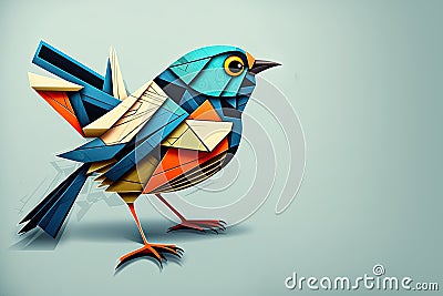 Abstract geometric blue bird, low poly in constructivism style design. Generative AI Stock Photo