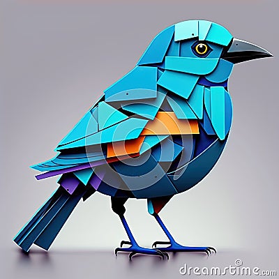 Abstract geometric blue bird, low poly in constructivism style design. Generative AI Stock Photo