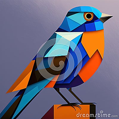 Abstract geometric blue bird, low poly in constructivism style design. Generative AI Stock Photo