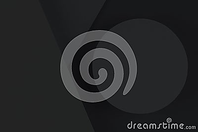 Abstract geometric gray color background. Empty round shape platform podium for product display on black paper Stock Photo