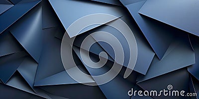 Abstract geometric blue pattern of overlapping triangular shapes creating a textured surface concept Stock Photo