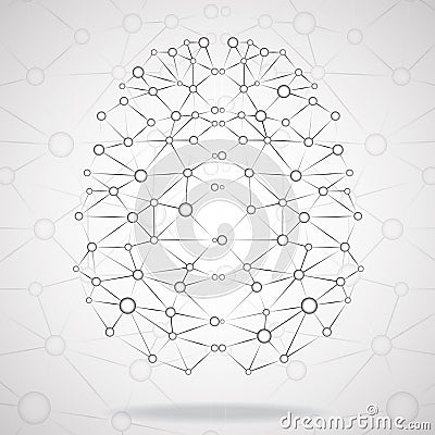 Abstract geometric brain, network connections Vector Illustration