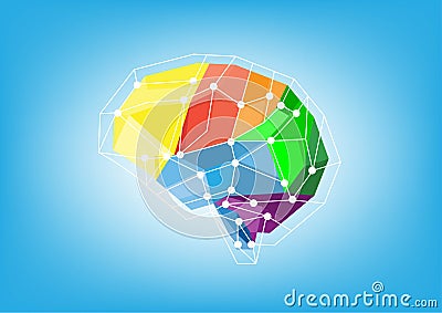 Abstract geometric brain polygon networking background Vector Illustration