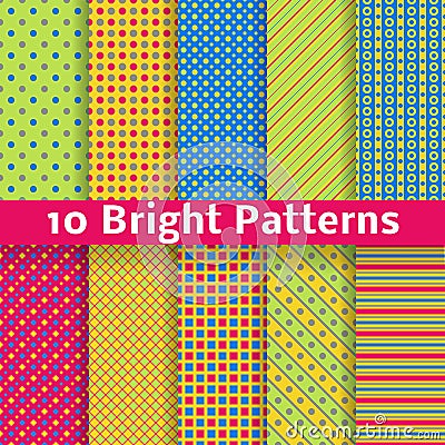 Abstract geometric bright seamless patterns Vector Illustration