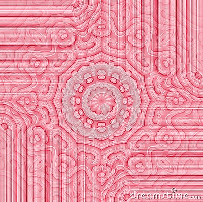 Regular round floral ornament pink and pastel red Stock Photo