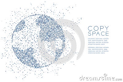 Abstract Geometric Circle dot pattern Globe shape, World business technology concept design blue color illustration Vector Illustration