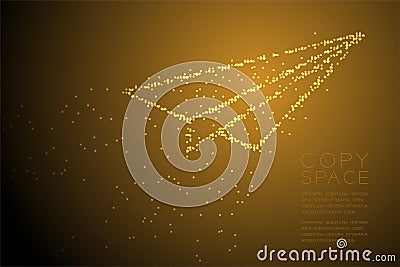 Abstract Geometric Circle dot pattern Paper plane shape, business vision concept design gold color illustration Vector Illustration