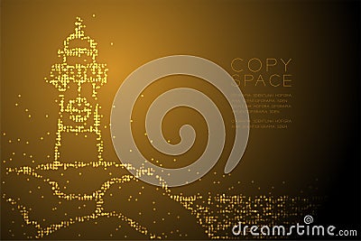 Abstract Geometric Circle dot pixel pattern Lighthouse shape, aquatic and marine life concept design gold color illustration Vector Illustration