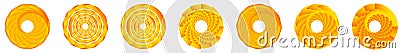 Abstract geometric circle, ring design element. Circular, concentric circlet. Swirl, twirl, spiral and vortex shape, icon, symbol Vector Illustration