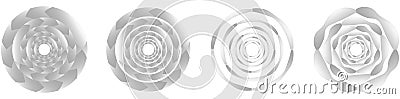 Abstract geometric circle, ring design element. Circular, concentric circlet. Swirl, twirl, spiral and vortex shape, icon, symbol Vector Illustration
