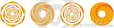 Abstract geometric circle, ring design element. Circular, concentric circlet. Swirl, twirl, spiral and vortex shape, icon, symbol Vector Illustration