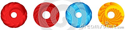 Abstract geometric circle, ring design element. Circular, concentric circlet. Swirl, twirl, spiral and vortex shape, icon, symbol Vector Illustration