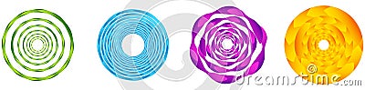 Abstract geometric circle, ring design element. Circular, concentric circlet. Swirl, twirl, spiral and vortex shape, icon, symbol Vector Illustration