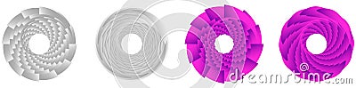 Abstract geometric circle, ring design element. Circular, concentric circlet. Swirl, twirl, spiral and vortex shape, icon, symbol Vector Illustration