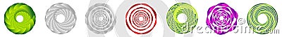 Abstract geometric circle, ring design element. Circular, concentric circlet. Swirl, twirl, spiral and vortex shape, icon, symbol Vector Illustration