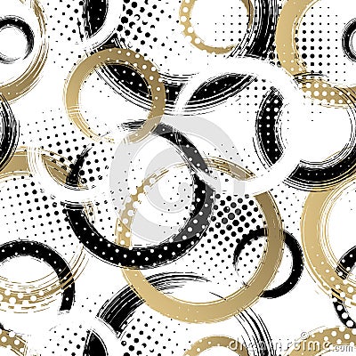 Abstract geometric circle seamless patern. Repeating geometry. Repeated round prints. Watercolour blots. Repeat watercolor Vector Illustration