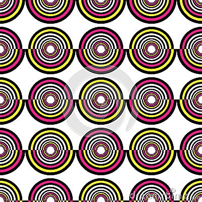 Abstract geometric circles seamless pattern. Vector illustration. Stock Photo