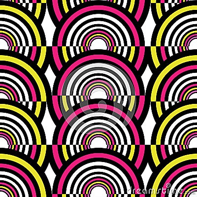 Abstract geometric circles seamless pattern. Vector illustration. Stock Photo